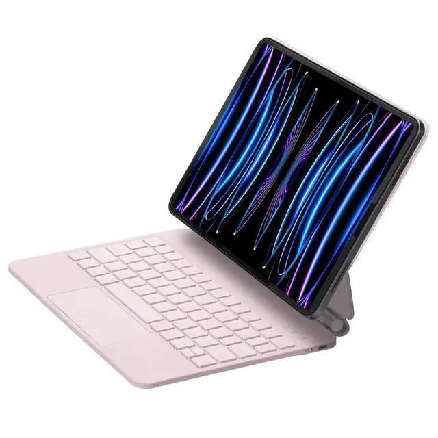 Alt view image 4 of 7 - Magic Backlit Trackpad Keyboard Magnetic Case for iPad A16 2025 / iPad 11 Gen 11" A3355/A3356/A3354, Rechargeable US English Keypad(Pink)