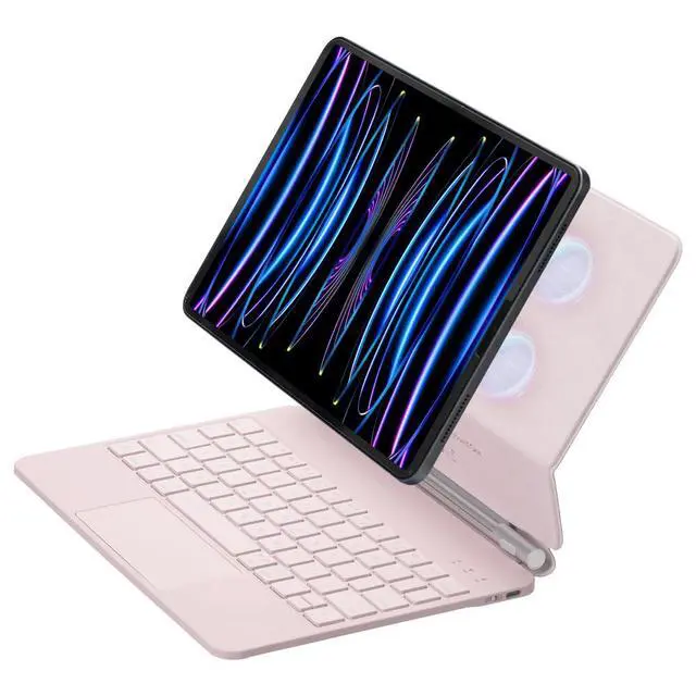Alt view image 5 of 7 - Magic Backlit Trackpad Keyboard Magnetic Case for iPad A16 2025 / iPad 11 Gen 11" A3355/A3356/A3354, Rechargeable US English Keypad(Pink)