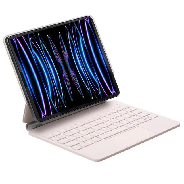 Alt view image 3 of 7 - Magic Backlit Trackpad Keyboard Magnetic Case for iPad A16 2025 / iPad 11 Gen 11" A3355/A3356/A3354, Rechargeable US English Keypad(Pink)
