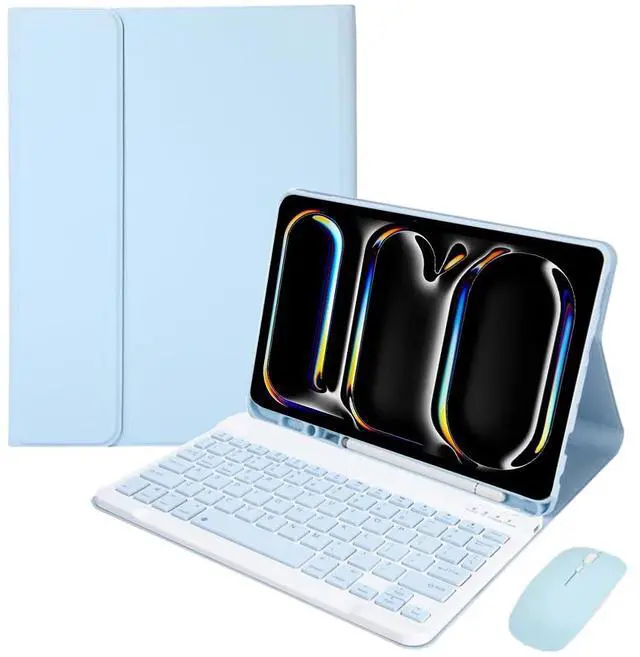 Main image of Detachable Bluetooth Keyboard and Mouse Combo with Pencil Slot Stand Compatible with iPad Pro 11" M5 2025 (A3358/A3359/A3357), English Layout (Sky Blue)