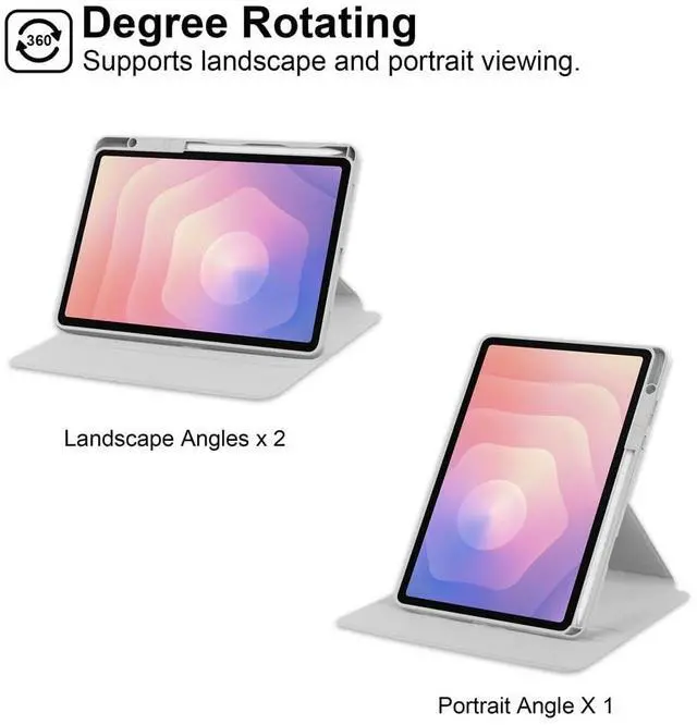 Alt view image 2 of 5 - Acrylic 360° Rotating Clear Tablet Case with Pencil Holder Compatible with Samsung Galaxy Tab S11 SM-X730/SM-X736B 11 inch(Gray)