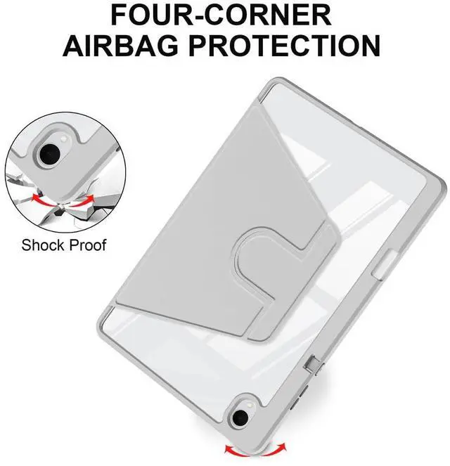 Alt view image 4 of 5 - Acrylic 360° Rotating Clear Tablet Case with Pencil Holder Compatible with Samsung Galaxy Tab S11 SM-X730/SM-X736B 11 inch(Gray)