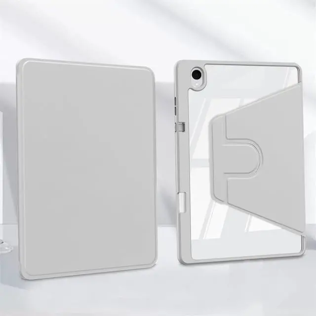 Alt view image 5 of 5 - Acrylic 360° Rotating Clear Tablet Case with Pencil Holder Compatible with Samsung Galaxy Tab S11 SM-X730/SM-X736B 11 inch(Gray)