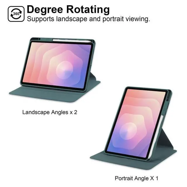 Alt view image 2 of 5 - Acrylic 360° Rotating Clear Tablet Case with Pencil Holder Compatible with Samsung Galaxy Tab S11 SM-X730/SM-X736B 11 inch (Green)