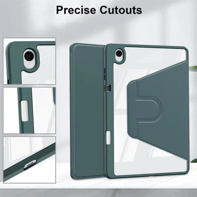 Alt view image 3 of 5 - Acrylic 360° Rotating Clear Tablet Case with Pencil Holder Compatible with Samsung Galaxy Tab S11 SM-X730/SM-X736B 11 inch (Green)