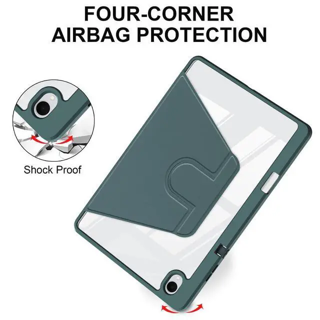 Alt view image 4 of 5 - Acrylic 360° Rotating Clear Tablet Case with Pencil Holder Compatible with Samsung Galaxy Tab S11 SM-X730/SM-X736B 11 inch (Green)