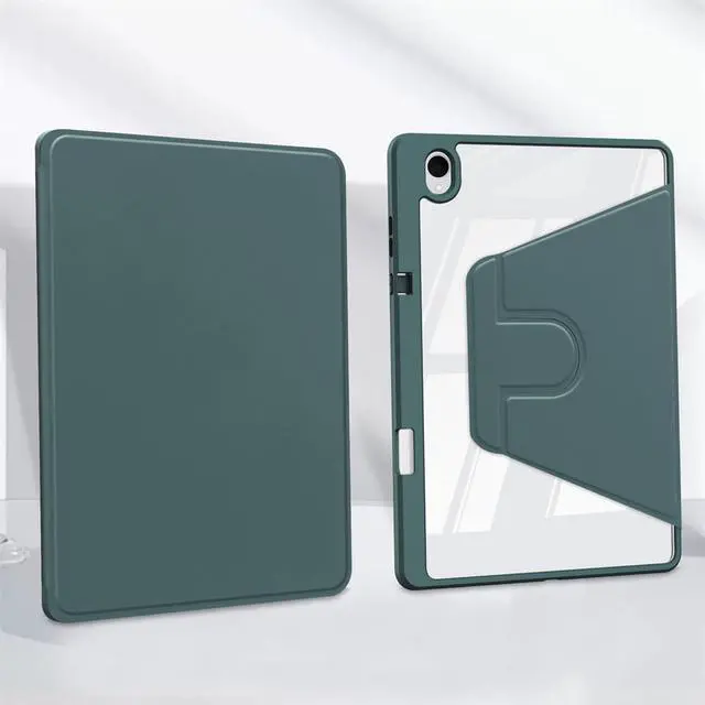 Alt view image 5 of 5 - Acrylic 360° Rotating Clear Tablet Case with Pencil Holder Compatible with Samsung Galaxy Tab S11 SM-X730/SM-X736B 11 inch (Green)