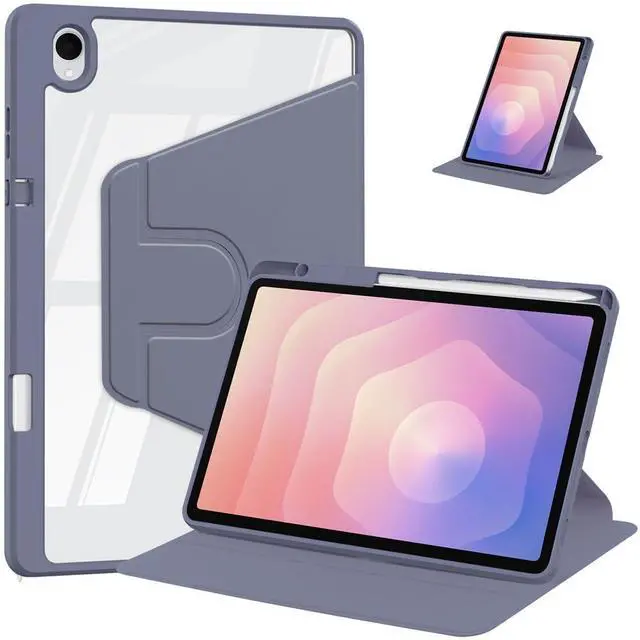 Main image of Acrylic 360° Rotating Clear Tablet Case with Pencil Holder Compatible with Samsung Galaxy Tab S11 SM-X730/SM-X736B 11 inch (Lavender Gray)