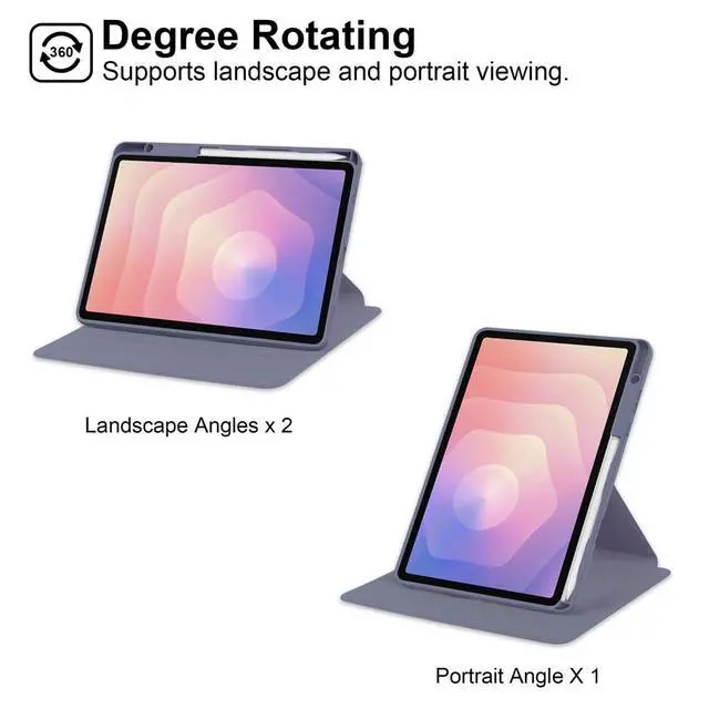 Alt view image 2 of 5 - Acrylic 360° Rotating Clear Tablet Case with Pencil Holder Compatible with Samsung Galaxy Tab S11 SM-X730/SM-X736B 11 inch (Lavender Gray)