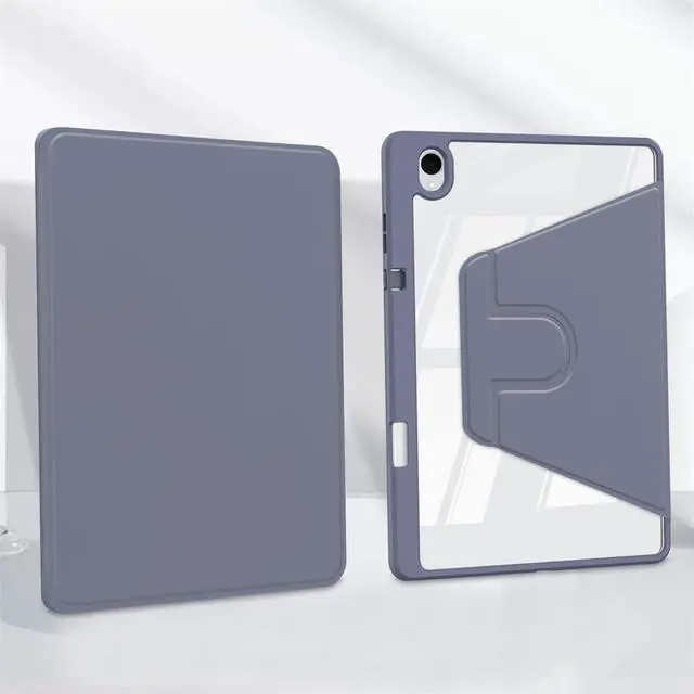 Alt view image 5 of 5 - Acrylic 360° Rotating Clear Tablet Case with Pencil Holder Compatible with Samsung Galaxy Tab S11 SM-X730/SM-X736B 11 inch (Lavender Gray)