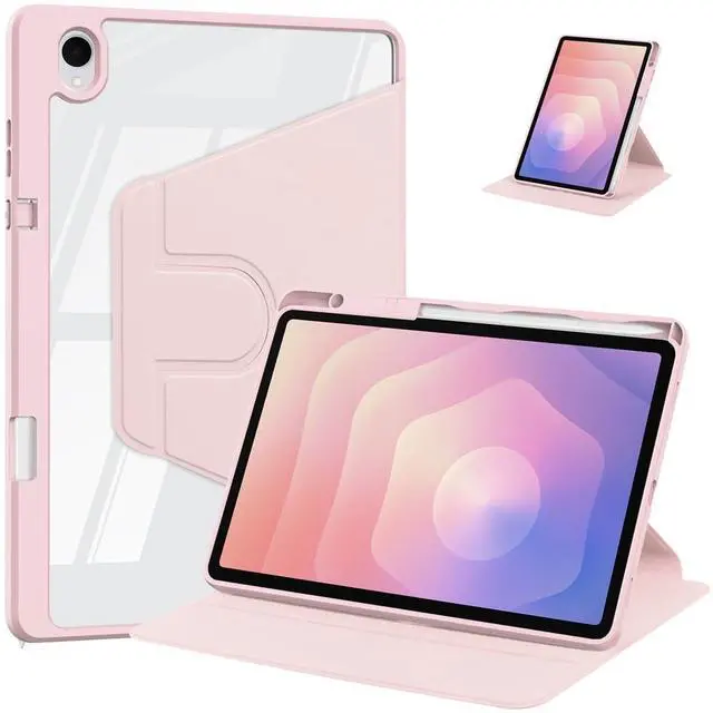 Main image of Acrylic 360° Rotating Clear Tablet Case with Pencil Holder Compatible with Samsung Galaxy Tab S11 SM-X730/SM-X736B 11 inch(Pink)