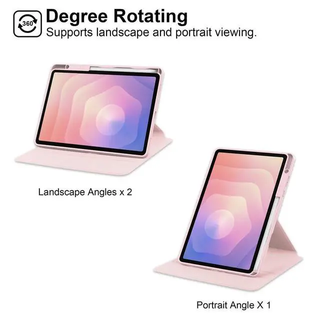 Alt view image 2 of 5 - Acrylic 360° Rotating Clear Tablet Case with Pencil Holder Compatible with Samsung Galaxy Tab S11 SM-X730/SM-X736B 11 inch(Pink)