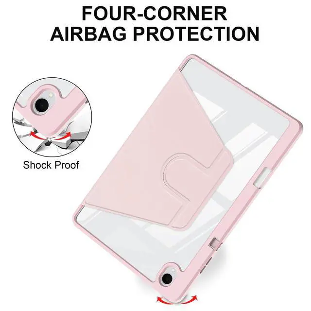 Alt view image 4 of 5 - Acrylic 360° Rotating Clear Tablet Case with Pencil Holder Compatible with Samsung Galaxy Tab S11 SM-X730/SM-X736B 11 inch(Pink)