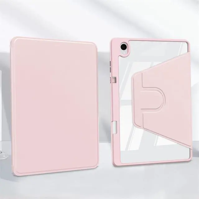 Alt view image 5 of 5 - Acrylic 360° Rotating Clear Tablet Case with Pencil Holder Compatible with Samsung Galaxy Tab S11 SM-X730/SM-X736B 11 inch(Pink)