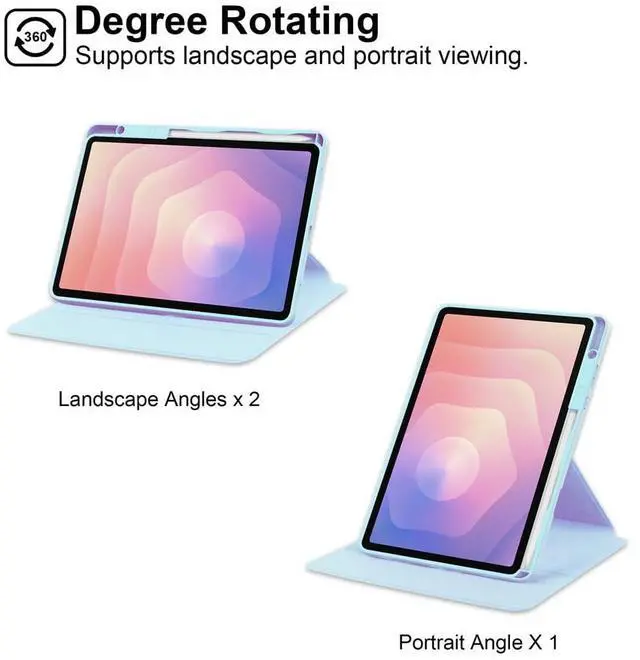 Alt view image 2 of 5 - Acrylic 360° Rotating Clear Tablet Case with Pencil Holder Compatible with Samsung Galaxy Tab S11 SM-X730/SM-X736B 11 inch(Sky Blue)