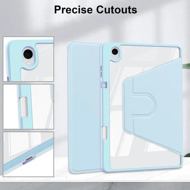 Alt view image 3 of 5 - Acrylic 360° Rotating Clear Tablet Case with Pencil Holder Compatible with Samsung Galaxy Tab S11 SM-X730/SM-X736B 11 inch(Sky Blue)