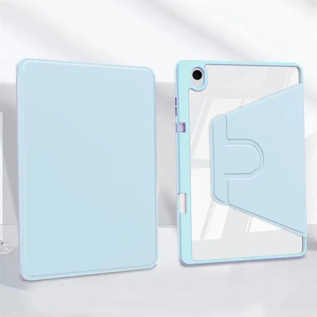 Alt view image 5 of 5 - Acrylic 360° Rotating Clear Tablet Case with Pencil Holder Compatible with Samsung Galaxy Tab S11 SM-X730/SM-X736B 11 inch(Sky Blue)