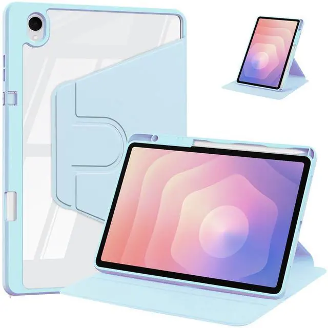 Main image of Acrylic 360° Rotating Clear Tablet Case with Pencil Holder Compatible with Samsung Galaxy Tab S11 SM-X730/SM-X736B 11 inch(Sky Blue)