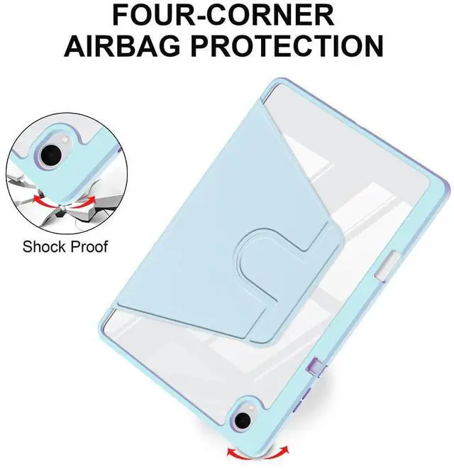Alt view image 4 of 5 - Acrylic 360° Rotating Clear Tablet Case with Pencil Holder Compatible with Samsung Galaxy Tab S11 SM-X730/SM-X736B 11 inch(Sky Blue)