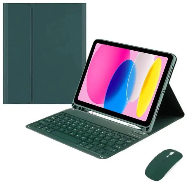 Main image of Detachable Bluetooth Keyboard Case for iPad 11th Gen 11" 2025 (A16 Chip, A3354/A3355/A3356), Rechargeable English Keyboard Folio Cover with Pencil Slot & Adjustable Stand (Green)