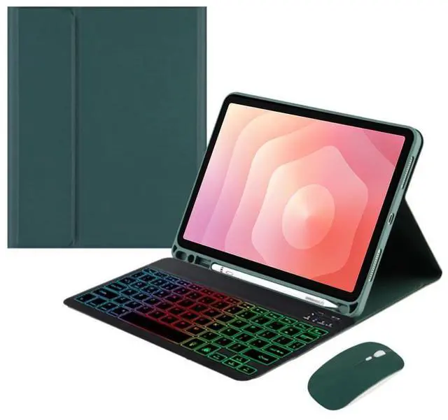 Main image of Detachable Rainbow Backlit Bluetooth Keyboard Case for Samsung Galaxy Tab S11 11" (SM-X730/SM-X736B), US English Layout Keyboard with Pen Holder & Adjustable Stand(Green)