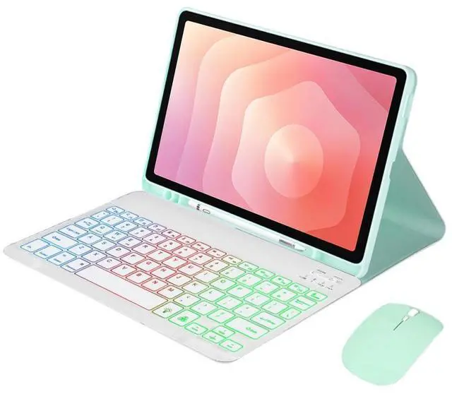 Main image of Detachable Rainbow Backlit Bluetooth Keyboard Case for Samsung Galaxy Tab S11 11" (SM-X730/SM-X736B), US English Layout Keyboard with Pen Holder & Adjustable Stand(Mint)