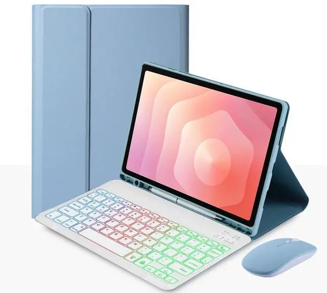Main image of Detachable Rainbow Backlit Bluetooth Keyboard Case for Samsung Galaxy Tab S11 11" (SM-X730/SM-X736B), US English Layout Keyboard with Pen Holder & Adjustable Stand(Misty Blue)