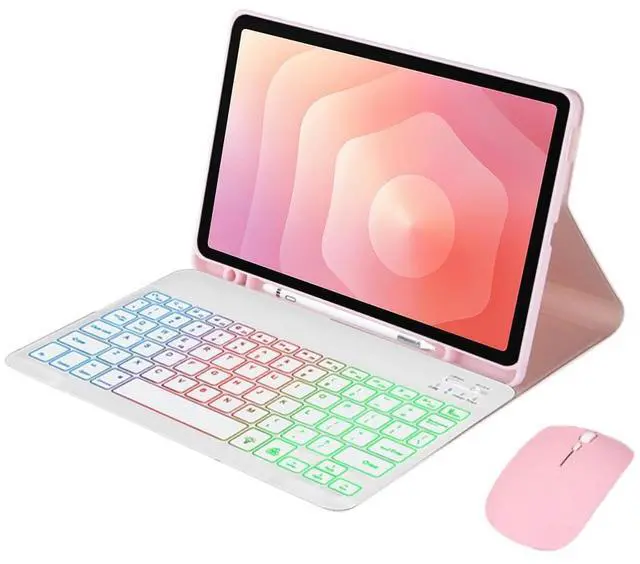 Main image of Detachable Rainbow Backlit Bluetooth Keyboard Case for Samsung Galaxy Tab S11 11" (SM-X730/SM-X736B), US English Layout Keyboard with Pen Holder & Adjustable Stand (Pink)