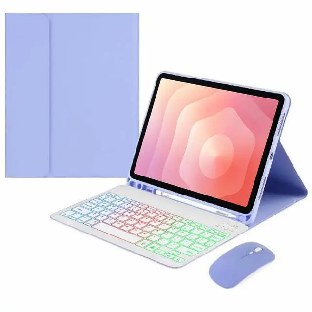 Main image of Detachable Rainbow Backlit Bluetooth Keyboard Case for Samsung Galaxy Tab S11 11" (SM-X730/SM-X736B), US English Layout Keyboard with Pen Holder & Adjustable Stand(Purple)