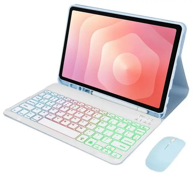 Main image of Detachable Rainbow Backlit Bluetooth Keyboard Case for Samsung Galaxy Tab S11 11" (SM-X730/SM-X736B), US English Layout Keyboard with Pen Holder & Adjustable Stand(Sky Blue)