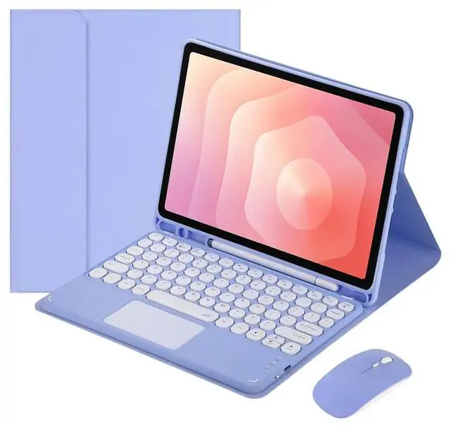 Main image of Round Key Bluetooth Keyboard Case w/ Trackpad for Samsung Tab S11 11" (SM-X730/SM-X736B), Detachable Rechargeable US Keyboard, Pen Slot & Stand (Purple)
