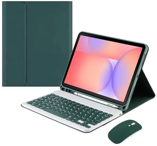 Main image of Detachable Bluetooth Keyboard Case for Samsung Galaxy Tab S10 Lite 10.9" 2025 (SM-X400/X406B), English Layout Cover with S Pen Holder & Foldable Stand (Green)