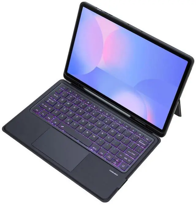 Main image of Backlit Trackpad Keyboard Case for Galaxy Tab S10 FE+ 13.1", Magnetic Detachable Rotatable Stand with S Pen Holder (Black)