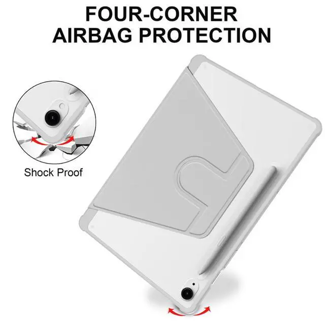 Alt view image 4 of 5 - 360° Rotating Clear Acrylic Case for Samsung Galaxy Tab S10 FE 10.9" 2025 SM-X520/X526B, Hard Shell Cover with Pencil Holder, Horizontal & Vertical Stand (Gray)