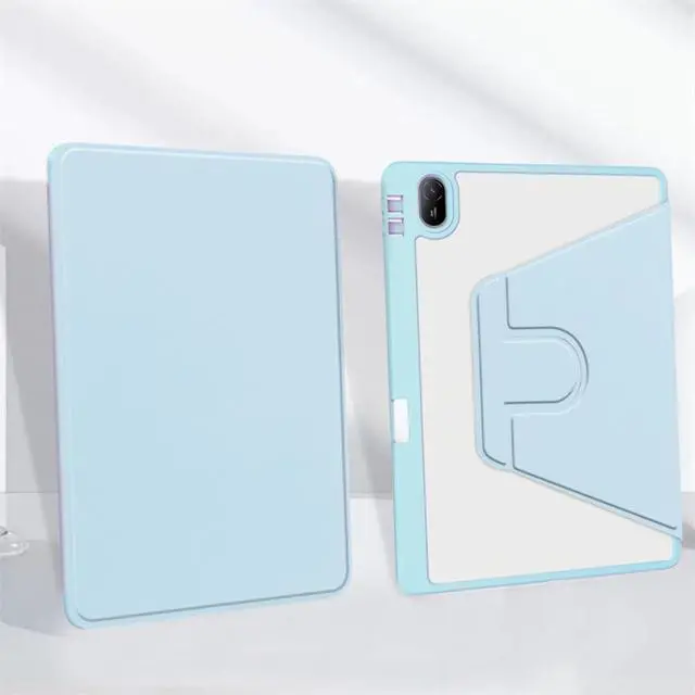 Alt view image 4 of 5 - 360° Rotatable Clear Acrylic iPad Case with Pencil Holder for 10.2" iPad 7th/8th/9th Gen (2019/2020/2021), Horizontal & Vertical Dual Stand(Sky Blue)