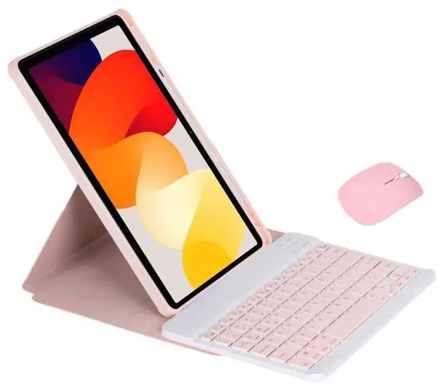 Main image of 360° Rotatable Clear Acrylic Detachable Keyboard Case for Samsung Galaxy Tab A9+ 11" SM-X210/X216/X218, Horizontal & Vertical Stand with Pencil Holder (Pink)