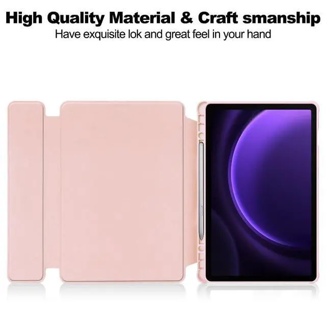 Alt view image 4 of 7 - 360° Rotatable Clear Acrylic Detachable Keyboard Case for Samsung Galaxy Tab A9+ 11" SM-X210/X216/X218, Horizontal & Vertical Stand with Pencil Holder (Pink)