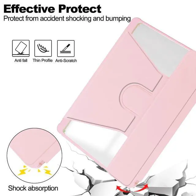Alt view image 6 of 7 - 360° Rotatable Clear Acrylic Detachable Keyboard Case for Samsung Galaxy Tab A9+ 11" SM-X210/X216/X218, Horizontal & Vertical Stand with Pencil Holder (Pink)