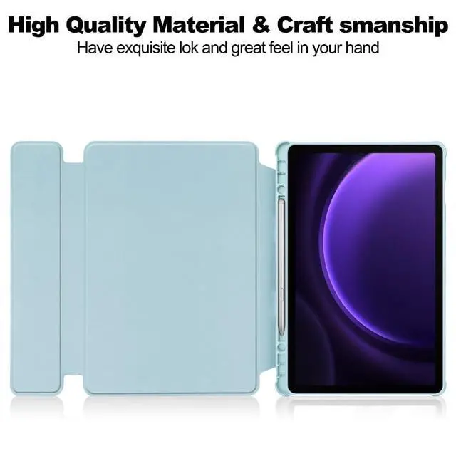 Alt view image 4 of 7 - 360° Rotatable Clear Acrylic Detachable Keyboard Case for Samsung Galaxy Tab A9+ 11" SM-X210/X216/X218, Horizontal & Vertical Stand with Pencil Holder (Sky Blue)