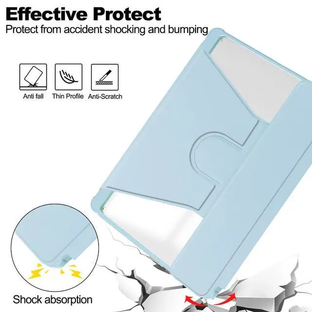 Alt view image 6 of 7 - 360° Rotatable Clear Acrylic Detachable Keyboard Case for Samsung Galaxy Tab A9+ 11" SM-X210/X216/X218, Horizontal & Vertical Stand with Pencil Holder (Sky Blue)