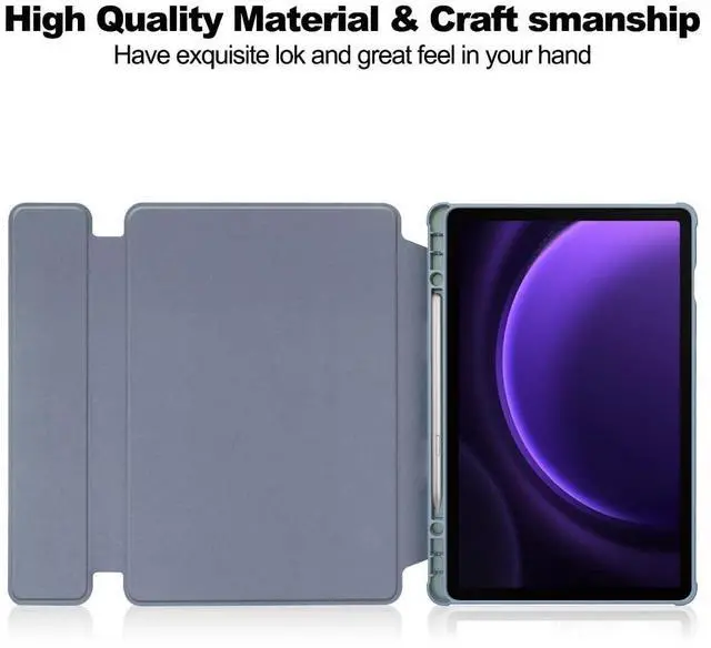 Alt view image 4 of 7 - 360° Rotatable Clear Acrylic Detachable Keyboard Case for Samsung Galaxy Tab A9+ 11" SM-X210/X216/X218, Horizontal & Vertical Stand with Pencil Holder (Lavender Gray)