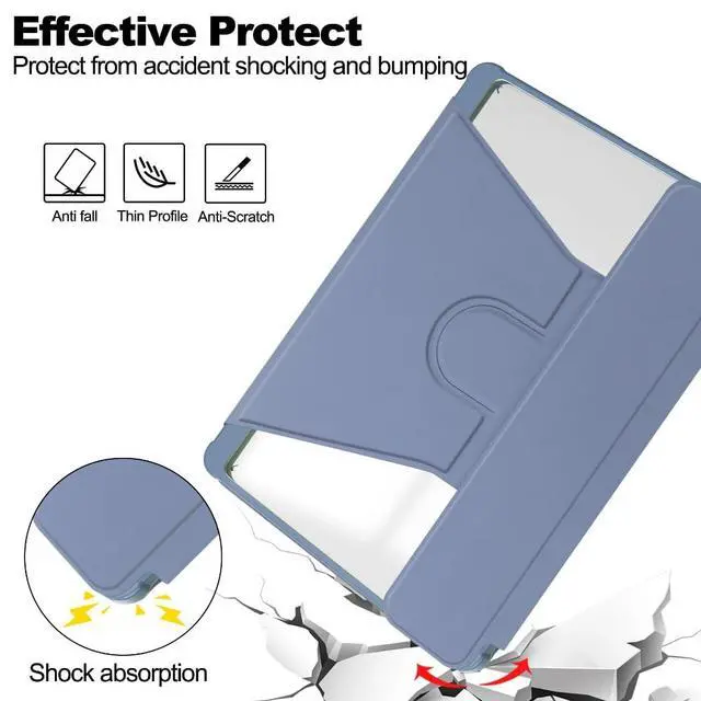 Alt view image 6 of 7 - 360° Rotatable Clear Acrylic Detachable Keyboard Case for Samsung Galaxy Tab A9+ 11" SM-X210/X216/X218, Horizontal & Vertical Stand with Pencil Holder (Lavender Gray)