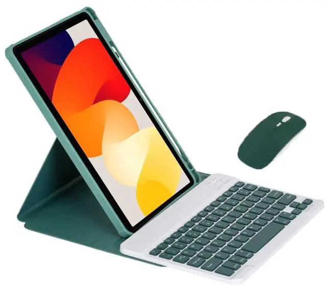 Main image of 360° Rotatable Clear Acrylic Detachable Keyboard Case for Samsung Galaxy Tab A9+ 11" SM-X210/X216/X218, Horizontal & Vertical Stand with Pencil Holder (Green)
