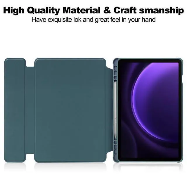 Alt view image 4 of 7 - 360° Rotatable Clear Acrylic Detachable Keyboard Case for Samsung Galaxy Tab A9+ 11" SM-X210/X216/X218, Horizontal & Vertical Stand with Pencil Holder (Green)