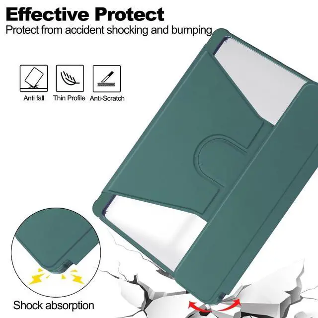 Alt view image 6 of 7 - 360° Rotatable Clear Acrylic Detachable Keyboard Case for Samsung Galaxy Tab A9+ 11" SM-X210/X216/X218, Horizontal & Vertical Stand with Pencil Holder (Green)
