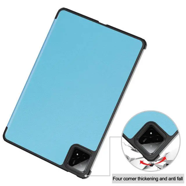 Alt view image 7 of 7 - PU Leather Tablet Case for Xiaomi Pad 7 / Xiaomi Pad 7 Pro 11.2", Hard Shell Magnetic Stand Cover with Auto Sleep/Wake Function (Sky Blue)
