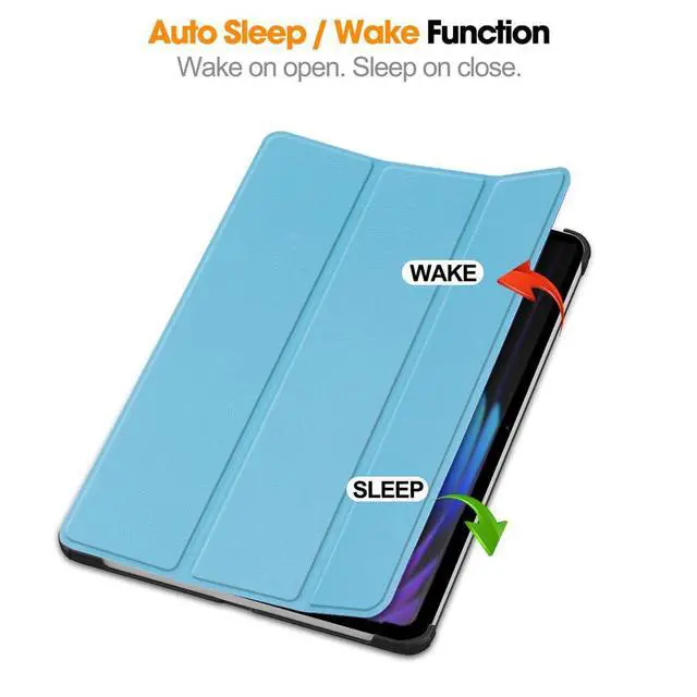 Alt view image 4 of 7 - PU Leather Tablet Case for Xiaomi Pad 7 / Xiaomi Pad 7 Pro 11.2", Hard Shell Magnetic Stand Cover with Auto Sleep/Wake Function (Sky Blue)