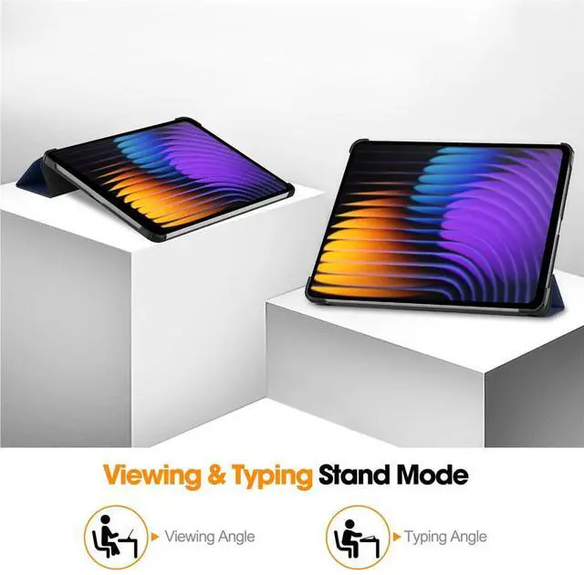 Alt view image 5 of 7 - PU Leather Tablet Case for Xiaomi Pad 7 / Xiaomi Pad 7 Pro 11.2", Hard Shell Magnetic Stand Cover with Auto Sleep/Wake Function (Blue)