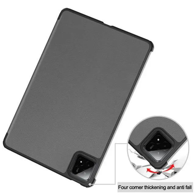 Alt view image 7 of 7 - PU Leather Tablet Case for Xiaomi Pad 7 / Xiaomi Pad 7 Pro 11.2", Hard Shell Magnetic Stand Cover with Auto Sleep/Wake Function(Gray)
