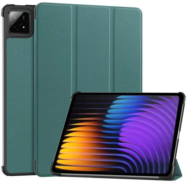 Main image of PU Leather Tablet Case for Xiaomi Pad 7 / Xiaomi Pad 7 Pro 11.2", Hard Shell Magnetic Stand Cover with Auto Sleep/Wake Function (Green)